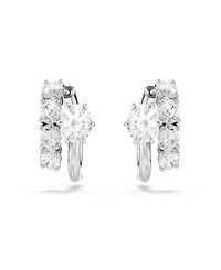 Swarovski Sterling Silver-Plated White Crystals Earrings