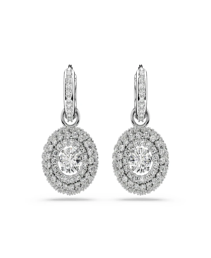 Swarovski Sterling Silver-Plated White Crystals Earrings
