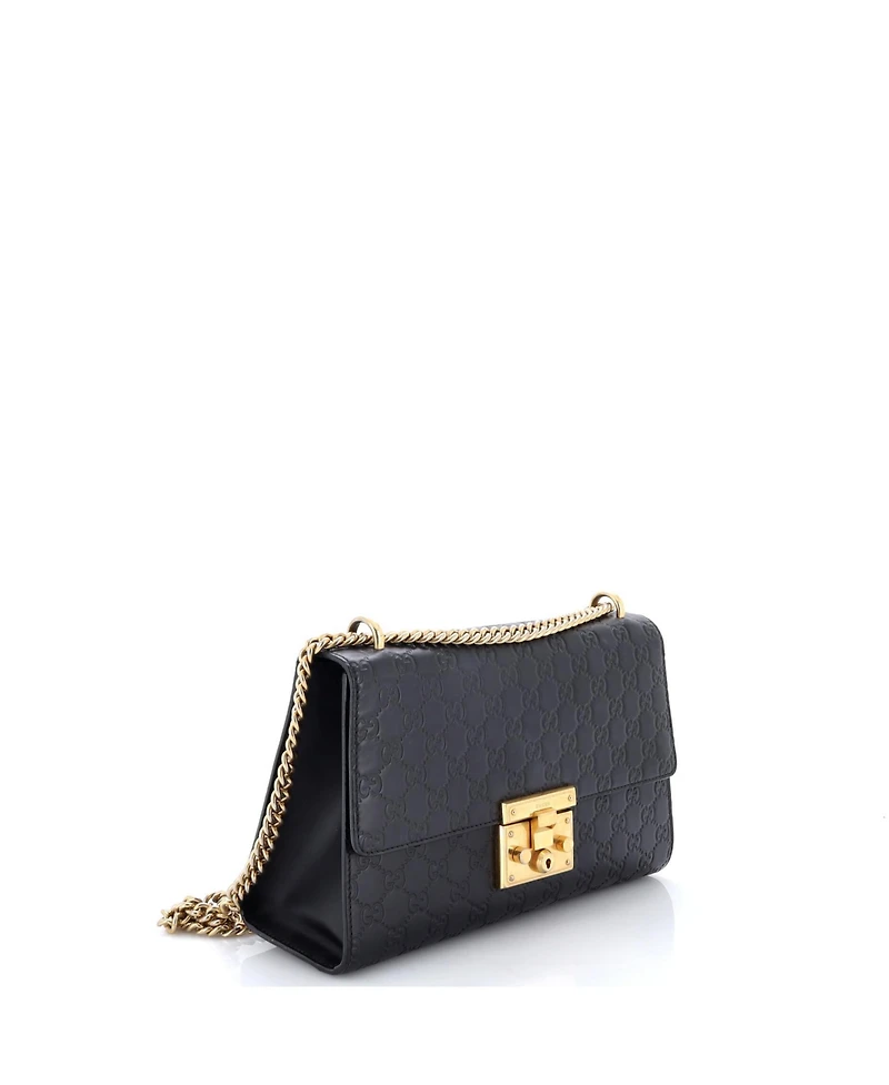 Pre-Owned Gucci Medium Padlock Shoulder Bag Guccissima Leather