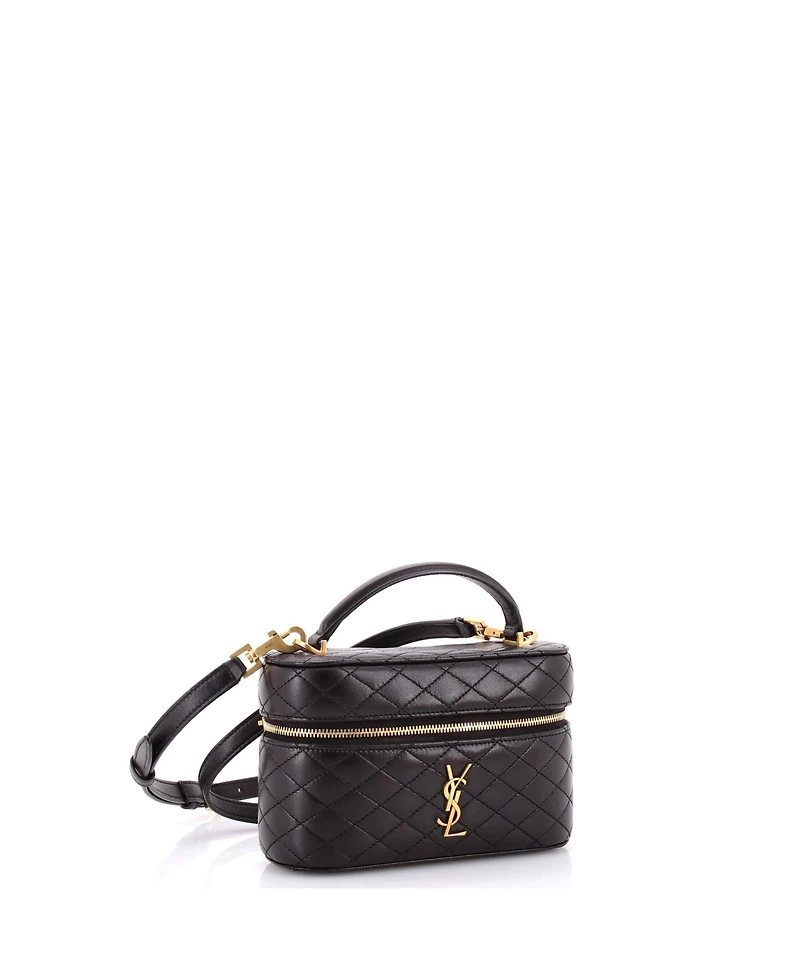 Pre-Owned Saint Laurent Mini Gaby Zip Around Vanity Bag Quilted Leather