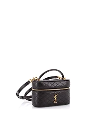 Pre-Owned Saint Laurent Mini Gaby Zip Around Vanity Bag Quilted Leather