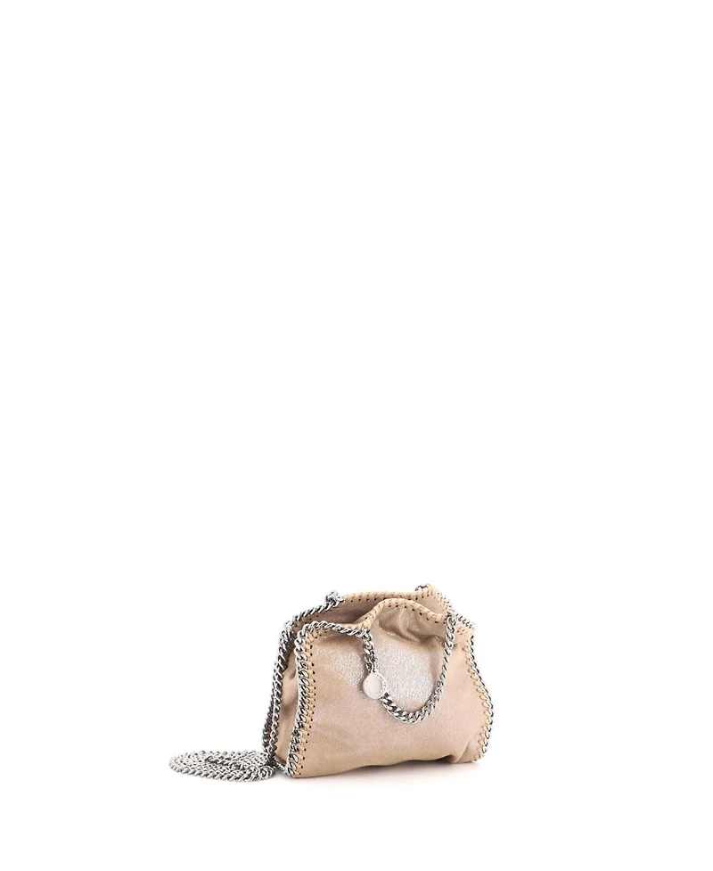 Pre-Owned Stella McCartney Tiny Falabella Fold Over Crossbody Bag Metallic Crackled Faux Leather