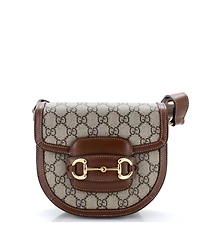 Pre-Owned Gucci Mini Horsebit 1955 Rounded Shoulder Bag Gg Coated Canvas and Leather