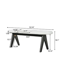 Streamdale Furniture Upholstered 53" Entryway Bench with Fabric and Black Legs