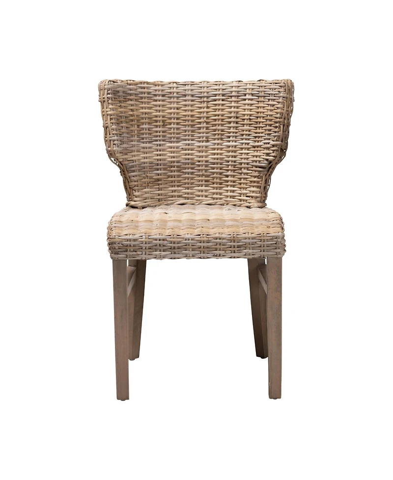 bali & pari Enver 31.9" Rattan Wood Modern Bohemian Dining Chair