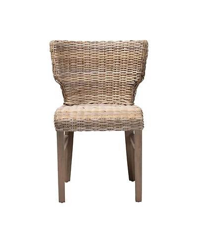 bali & pari Enver 31.9" Rattan Wood Modern Bohemian Dining Chair