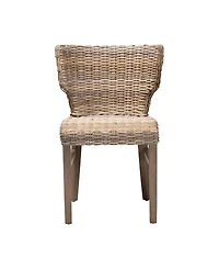 bali & pari Enver 31.9" Rattan Wood Modern Bohemian Dining Chair