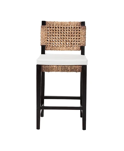 bali & pari Alise 38.2" Mahogany Wood Modern Bohemian Counter Stool
