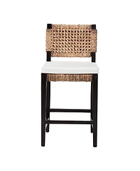 bali & pari Alise 38.2" Mahogany Wood Modern Bohemian Counter Stool