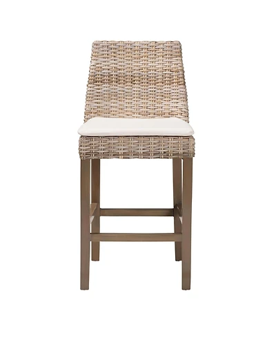 Bali & Pari Toby 38.2" Mahogany Wood Modern Bohemian Counter Stool