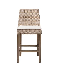 Bali & Pari Toby 38.2" Mahogany Wood Modern Bohemian Counter Stool