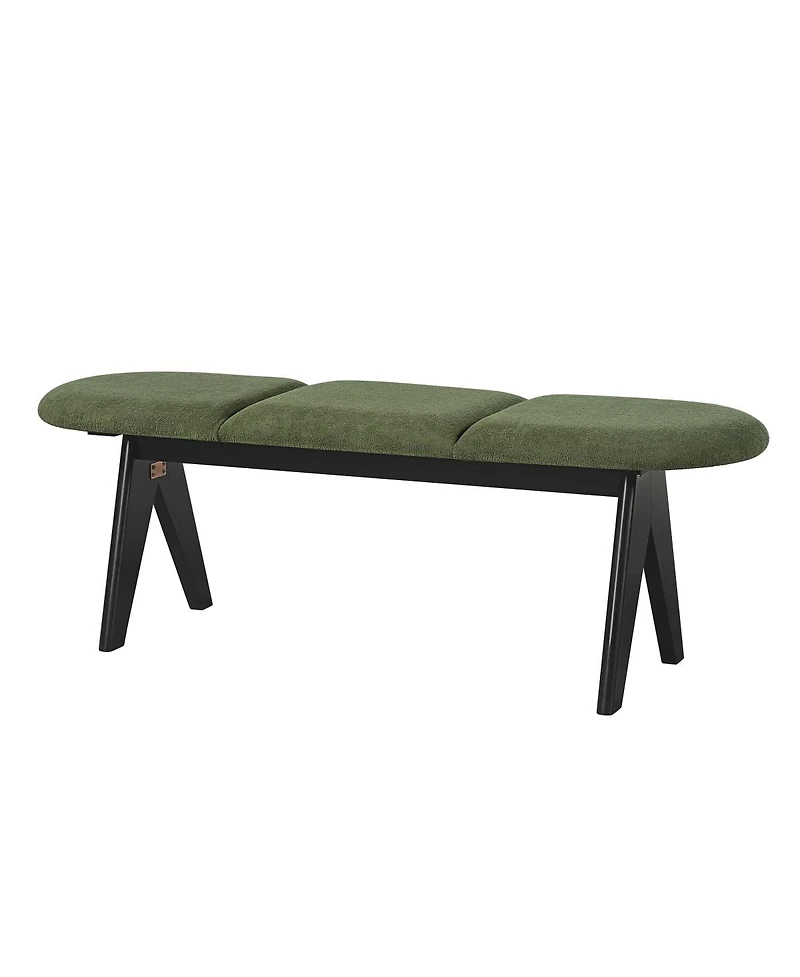 Streamdale Furniture Upholstered 53" Green Fabric Entryway Bench with Wood Legs