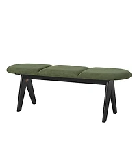 Streamdale Furniture Upholstered 53" Green Fabric Entryway Bench with Wood Legs