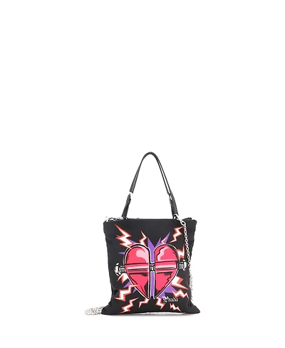 Pre-Owned Prada Mini Frankenstein Flat Tote Printed Tessuto