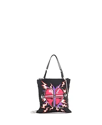 Pre-Owned Prada Mini Frankenstein Flat Tote Printed Tessuto