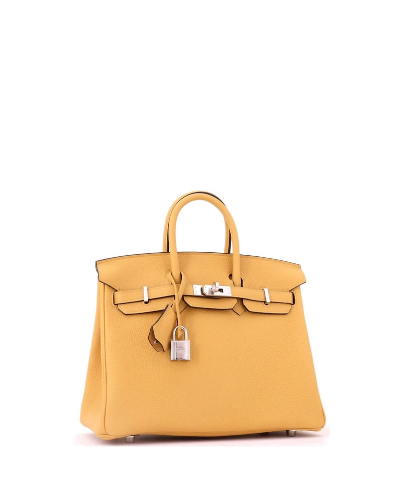 Pre-Owned Hermes Birkin 25 Handbag Yellow Togo with Palladium Hardware