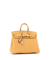 Pre-Owned Hermes Birkin 25 Handbag Yellow Togo with Palladium Hardware