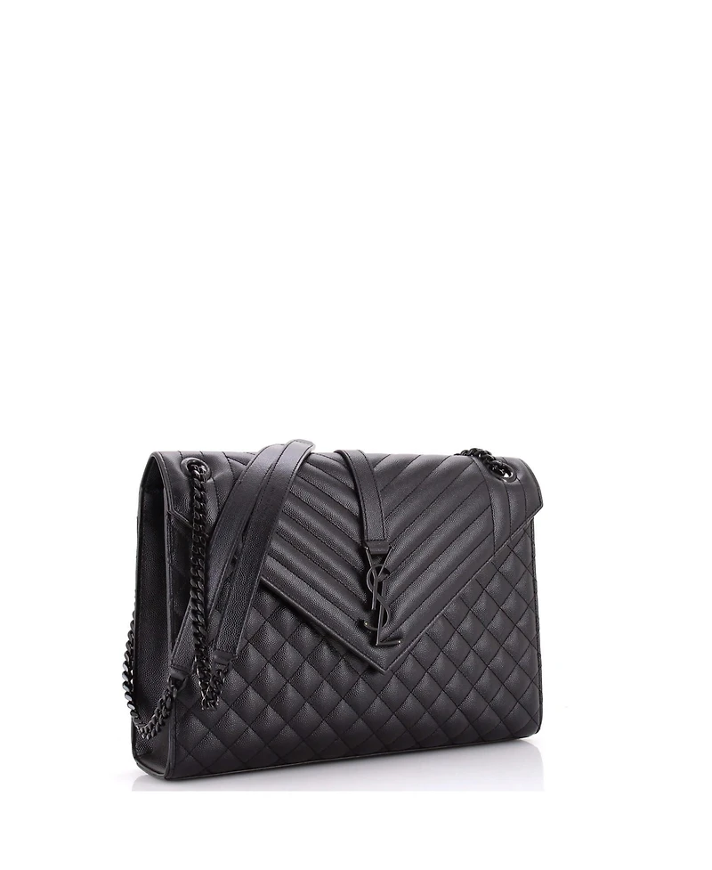 Pre-Owned Saint Laurent Large Classic Monogram Envelope Satchel Mixed Matelasse Leather