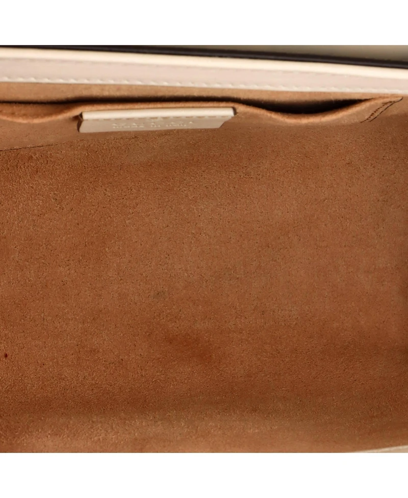 Pre-Owned Gucci Small Pearly Padlock Shoulder Bag Gg Coated Canvas with Studded Leather