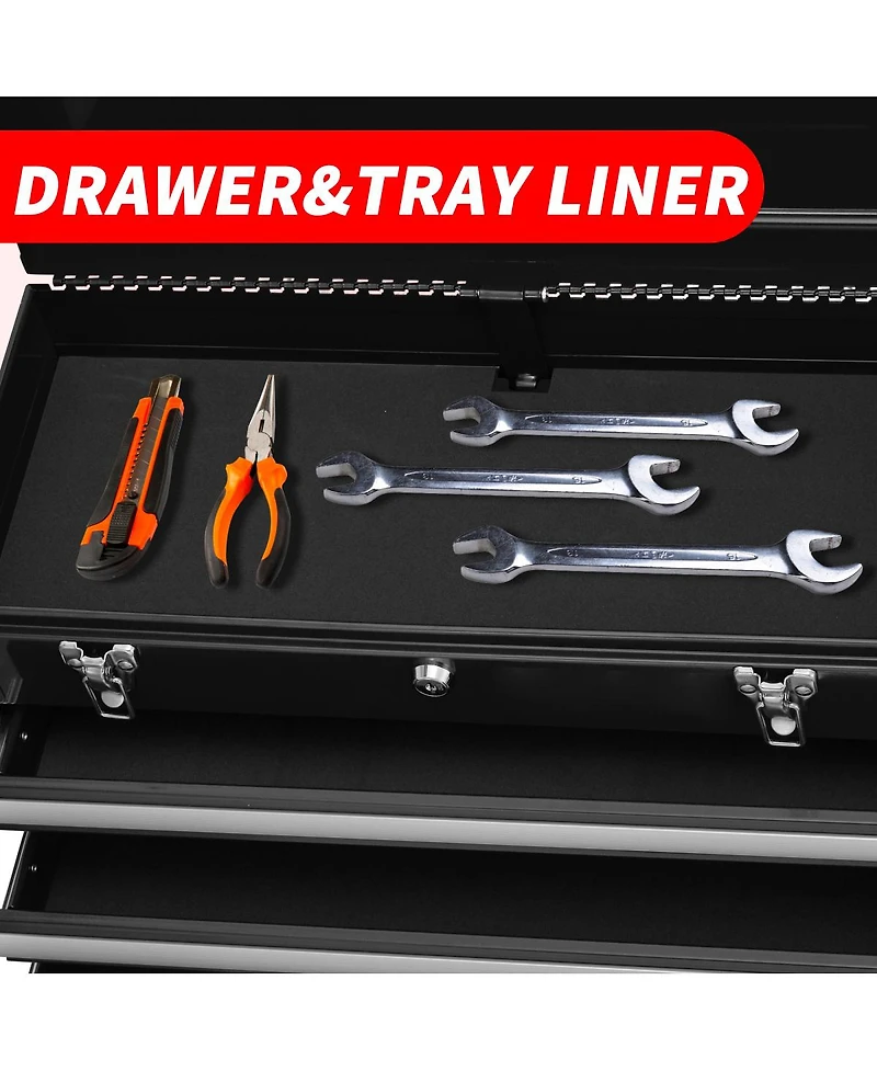 Streamdale Furniture 4-Drawer Portable Metal Tool Chest and Box with Lock