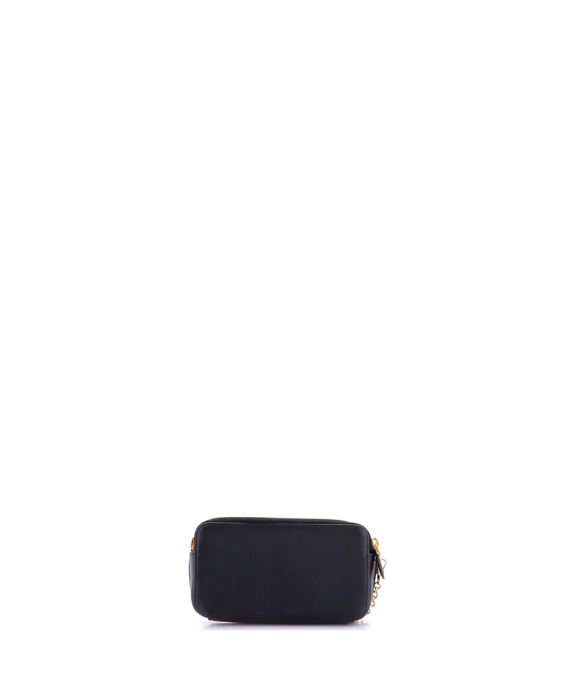 Pre-Owned Prada Mini Double Zip Wallet on Chain Crossbody Saffiano Leather