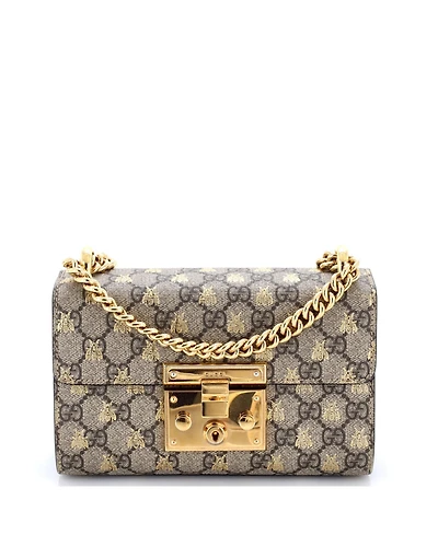 Pre-Owned Gucci Small Padlock Shoulder Bag Printed Gg Coated Canvas