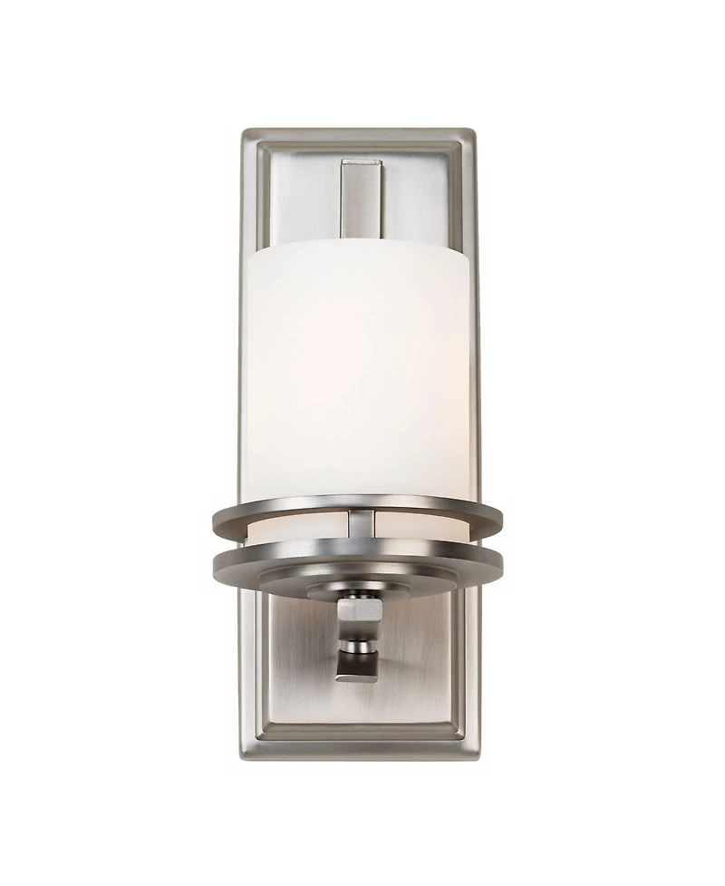 Kichler Hendrik 12" High Nickel and White Etched Glass Wall Sconce