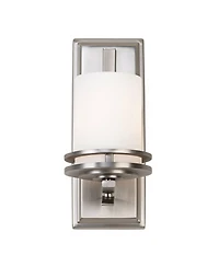 Kichler Hendrik 12" High Nickel and White Etched Glass Wall Sconce