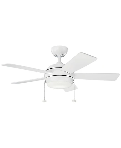 42" Kichler Starkk Matte White Led Ceiling Fan with Pull Chain