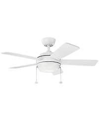 42" Kichler Starkk Matte White Led Ceiling Fan with Pull Chain