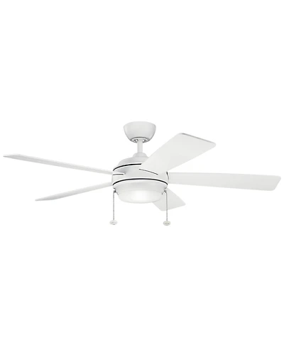 52" Kichler Starkk Matte White Led Ceiling Fan with Pull Chain