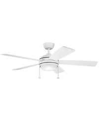 52" Kichler Starkk Matte White Led Ceiling Fan with Pull Chain