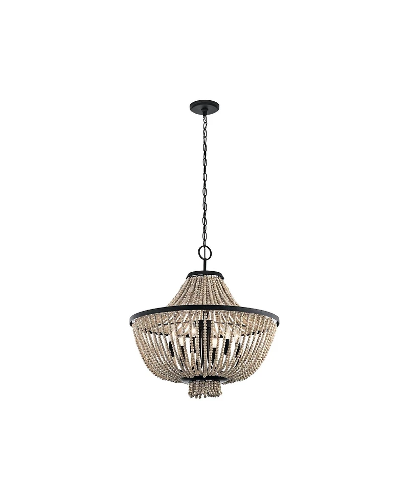 Kichler Brisbane 24" Wide Distressed Black Beaded 6-Light Chandelier