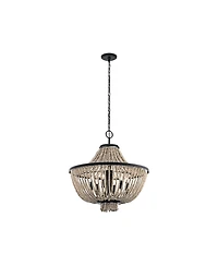Kichler Brisbane 24" Wide Distressed Black Beaded 6-Light Chandelier