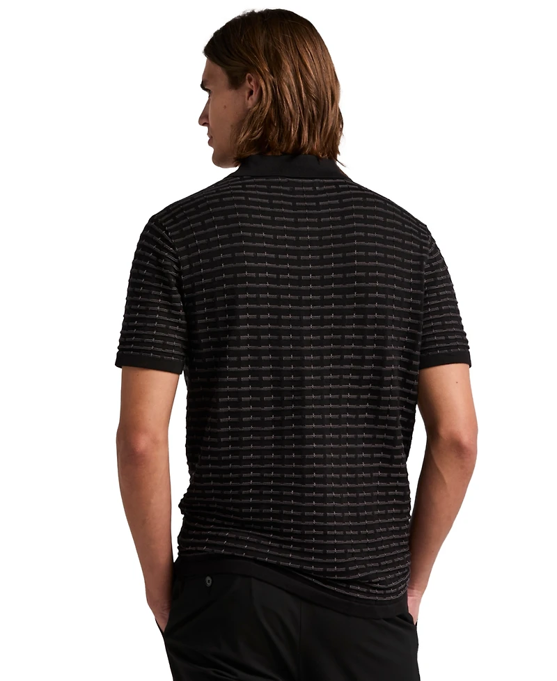 Perry Ellis Men's Grid Jacquard Polo Sweater