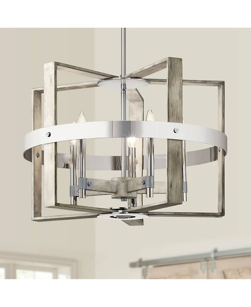 Kichler Peyton 26" Wide White Washed Wood 5-Light Chandelier
