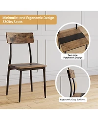 Dining Table Set for 4, 5-Piece Kitchen Set with Metal Frame and Mdf Board, Two-Tone Splicing Desktop, for Apartment, Kitchen, Dining Room