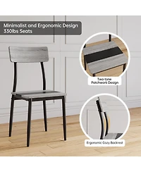 Dining Table Set for 6, 7-Piece Kitchen Set with Metal Frame and Mdf Board, Two-Tone Splicing Desktop, for Apartment, Kitchen, Dining Room
