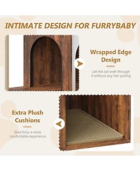 Cat Tree with Litter Box Enclosure Cat Tower Cabinet Furniture, Modern Indoor Wooden Cabinet with Sisal Scratching Post Plush Perch Elevated Platform