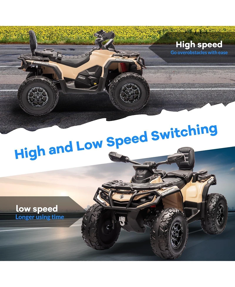 12V 2-Seater Kids Electric Atv Ride-On with Remote Control Led Lights Music Spring Suspension for Ages 3-8