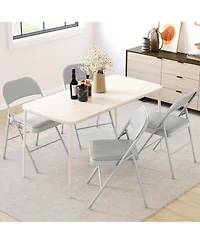 Folding Chairs Set of 2 Padded Comfortable Foldable with Soft Cushion Metal Stackable Portable for Office Wedding Dining Grey