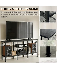 55" Tv Stand with Open Storage and Cable Management