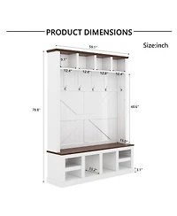 Streamdale Furniture Farmhouse Hall Tree with Bench and Shoe Storage