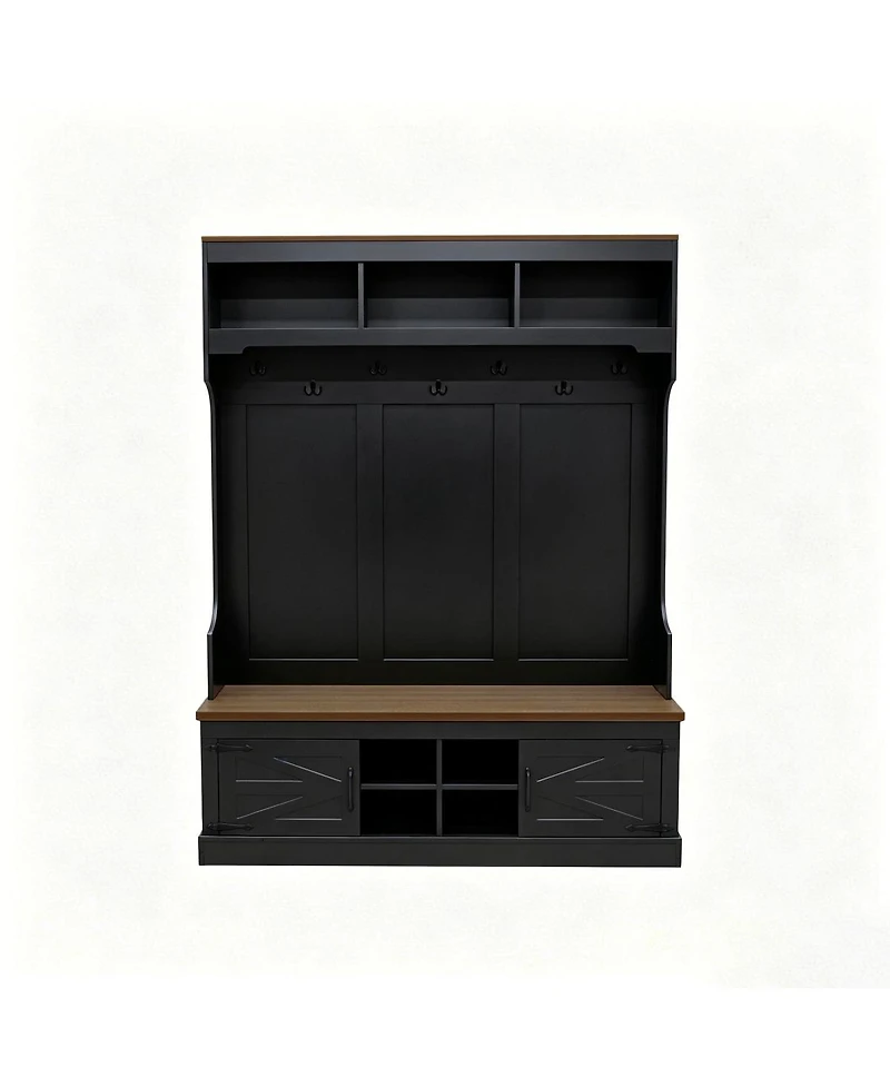 Streamdale Furniture 71" Farmhouse Hall Tree with Bench and Shoe Storage