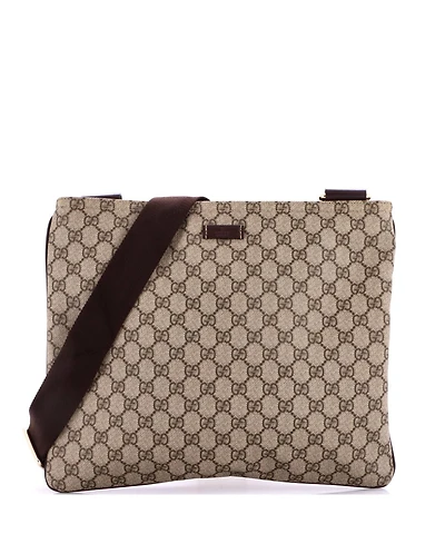 Pre-Owned Gucci Large Zip Top Messenger Bag Gg Coated Canvas