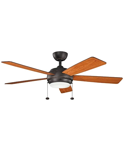 52" Kichler Starkk Olde Bronze Led Ceiling Fan with Pull Chain