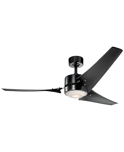 60" Kichler Rana Satin Black Led Outdoor Ceiling Fan with Wall Control