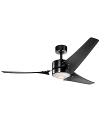 60" Kichler Rana Satin Black Led Outdoor Ceiling Fan with Wall Control