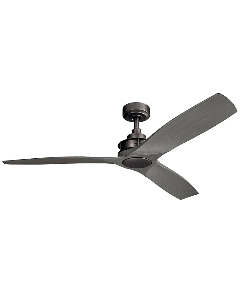56" Kichler Ried Driftwood Anvil Iron Ceiling Fan with Wall Control
