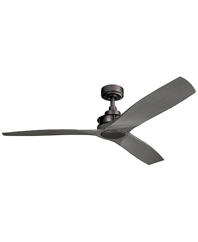 56" Kichler Ried Driftwood Anvil Iron Ceiling Fan with Wall Control